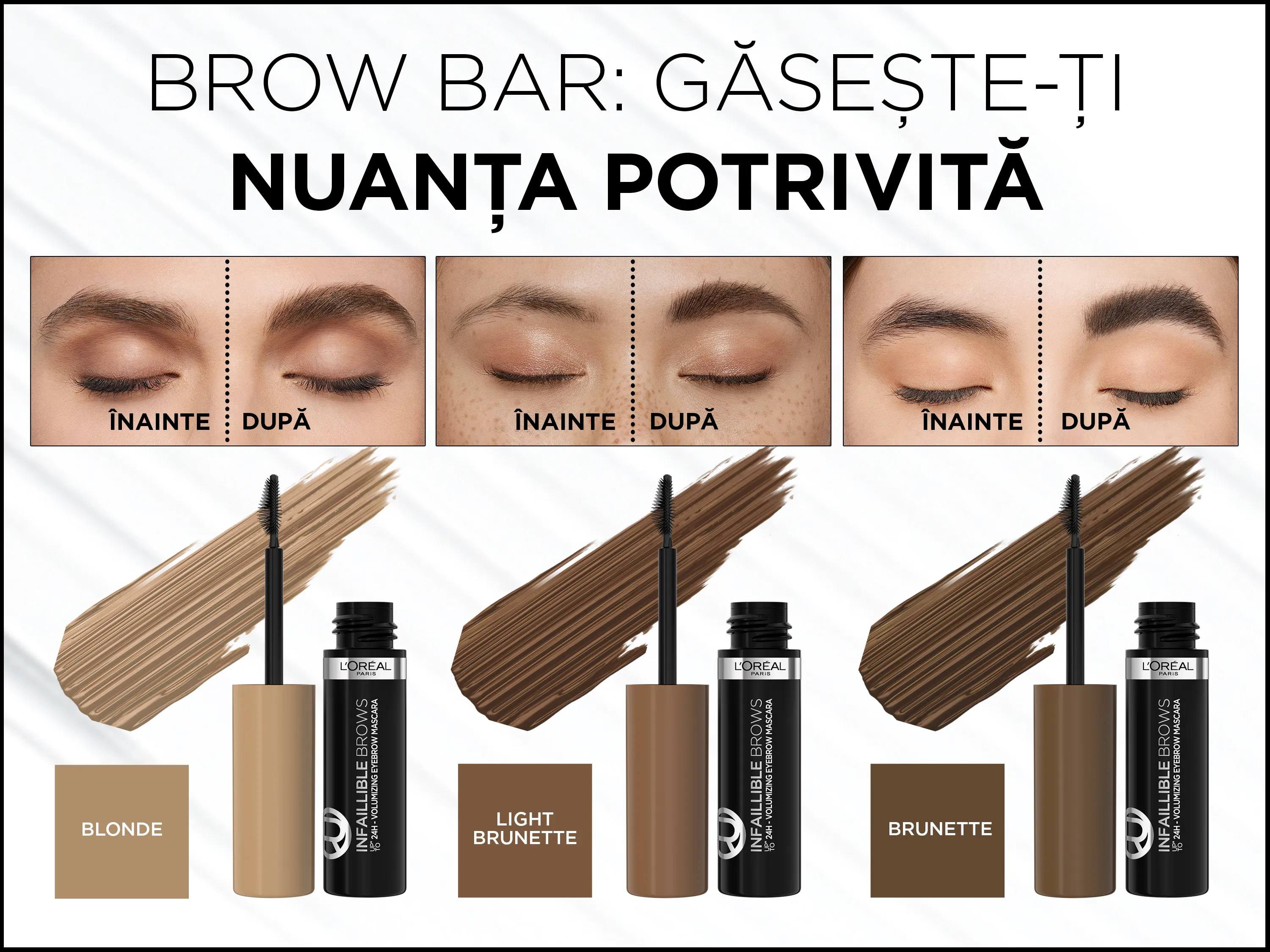 Mascara pentru sprancene cu efect de volum Infaillible 24H gaseste nuanta