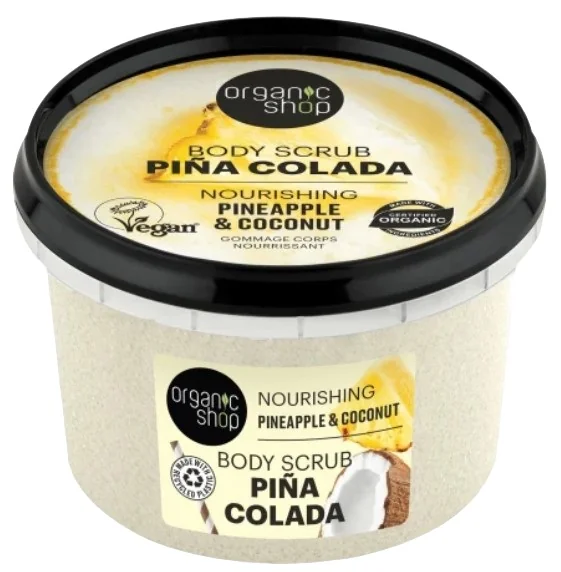 Scrub nutritiv pentru corp cu ananas si cocos Pina Colada, 250g, Organic Shop