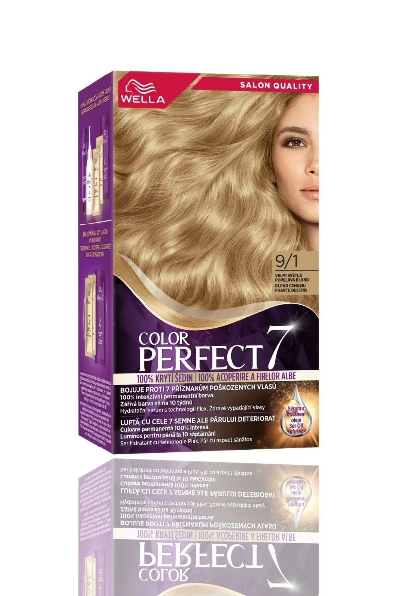 Vopsea de par permanenta Blond Cenusiu Foarte Deschis 9/1 Color Perfect, 135ml, Wella 