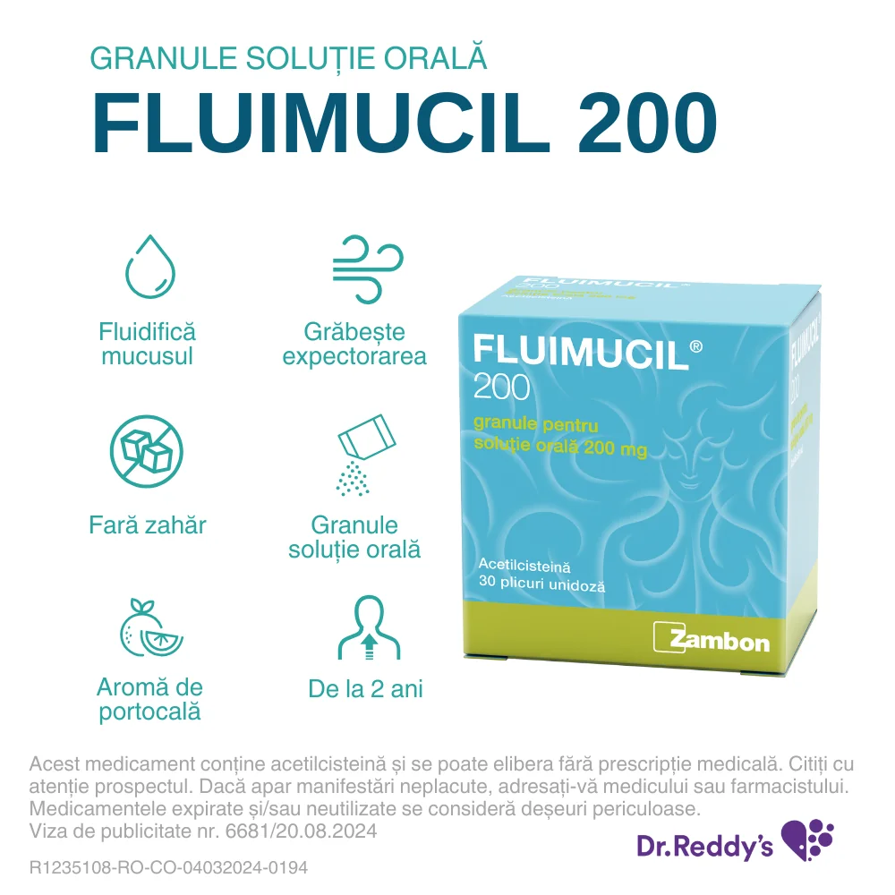 Fluimucil 200mg, 30 plicuri, Zambon 