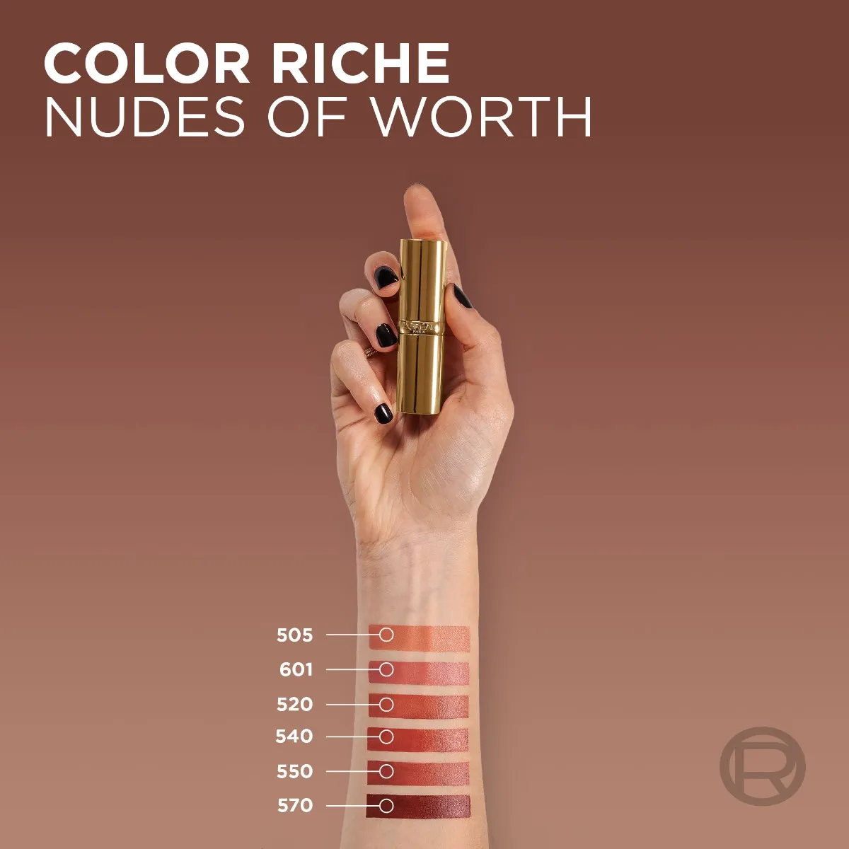 Ruj satinat Color Riche Nudes of Worth 540 Unstoppable, 4.8g, L'Oreal Paris 