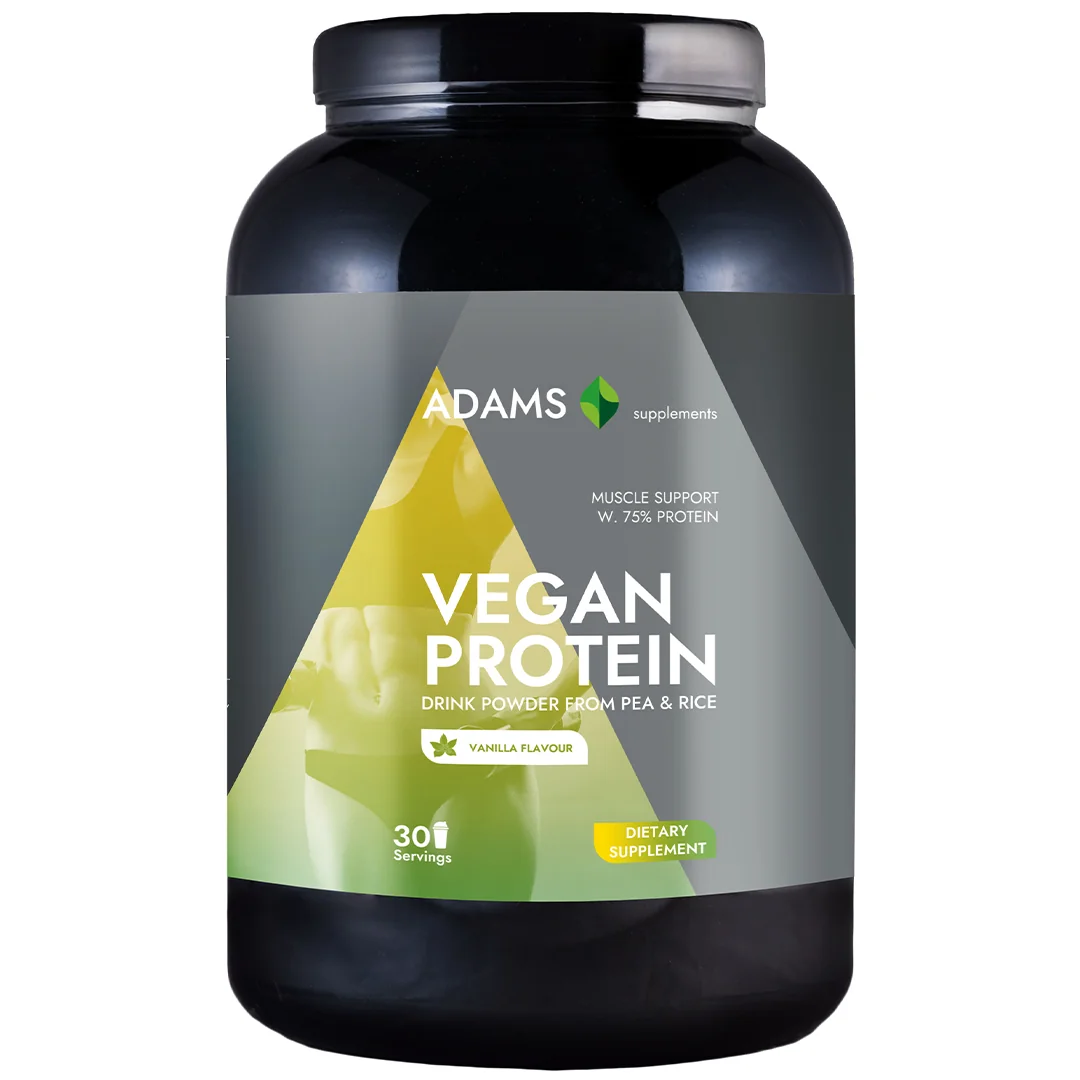 Vegan Protein cu aroma de vanilie, 908g, Adams Vision