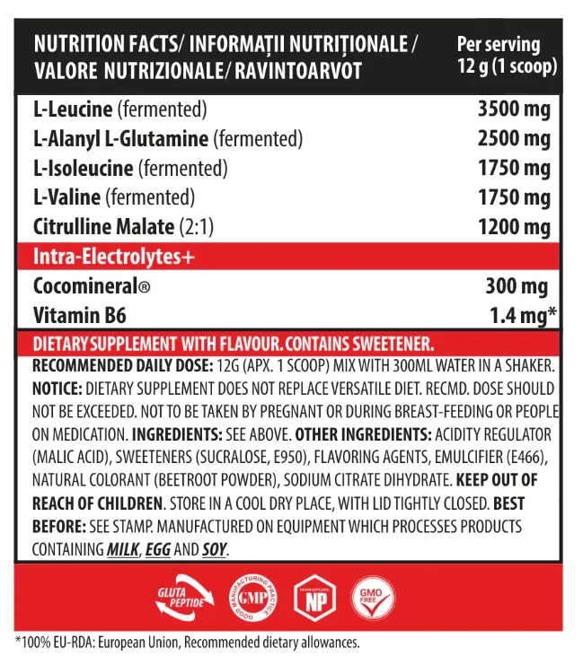 Aminoacizi pudra cu aroma de fructe de padure BCAA-X5, 360g, Genius Nutrition 