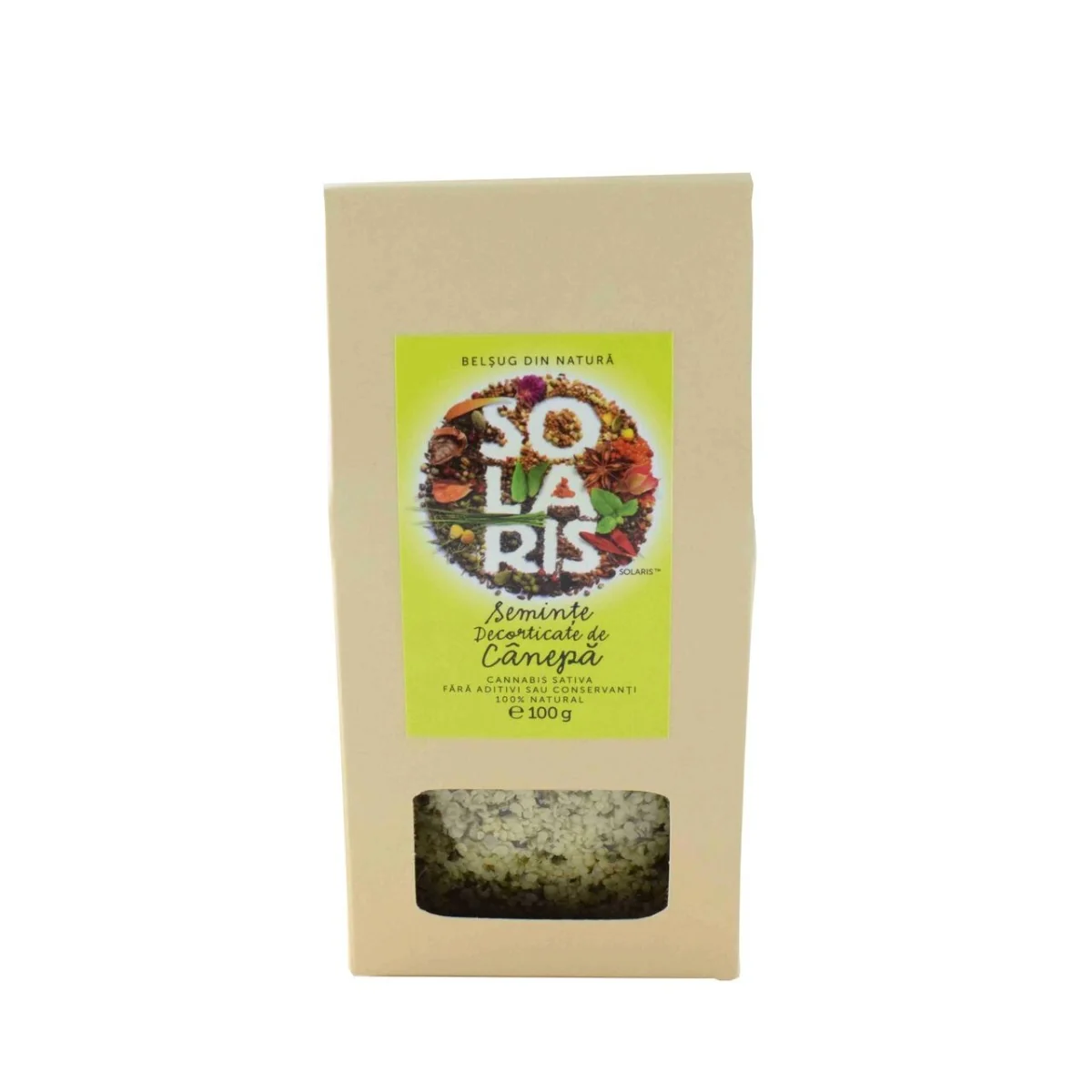 Seminte decorticate de canepa, 100g, Solaris