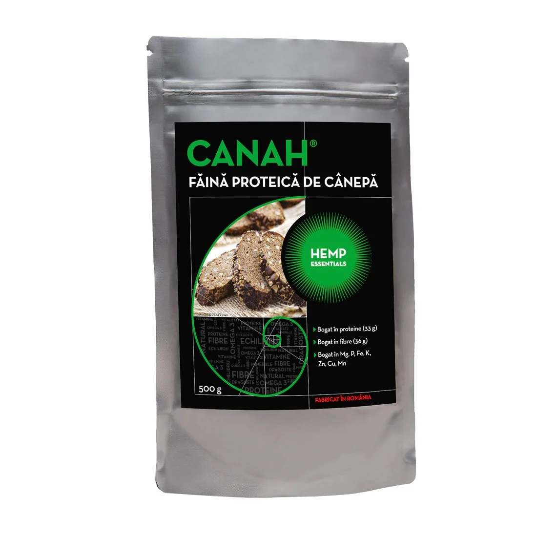 Faina proteica de canepa, 500g, Canah