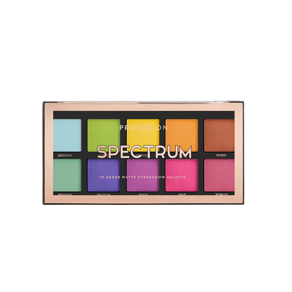 Paleta de farduri vegane cu 10 nuante Spectrum, 103g, Profusion Cosmetics 