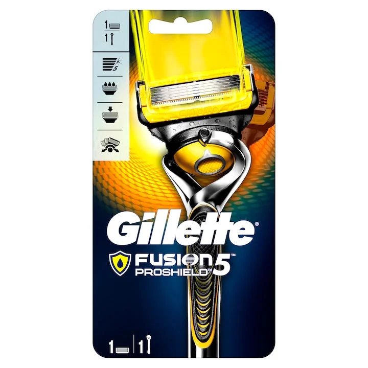 Set aparat de ras Fusion Proshield Flexball cu 2 rezerve, Gillette