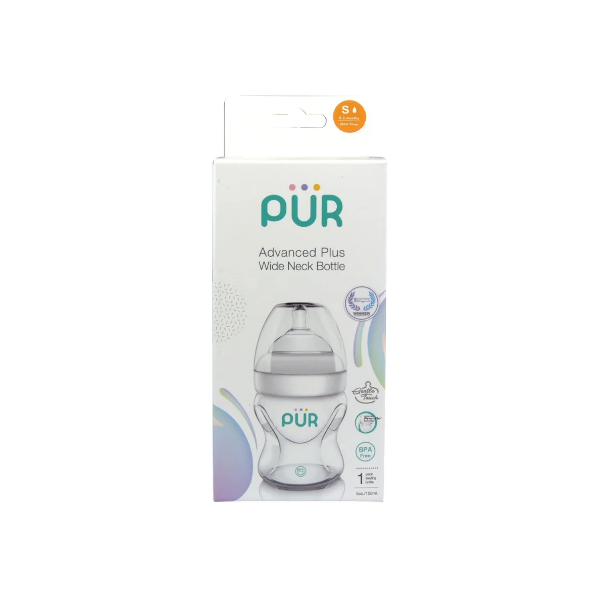 Biberon cu gura larga Advanced, 150ml, PUR 