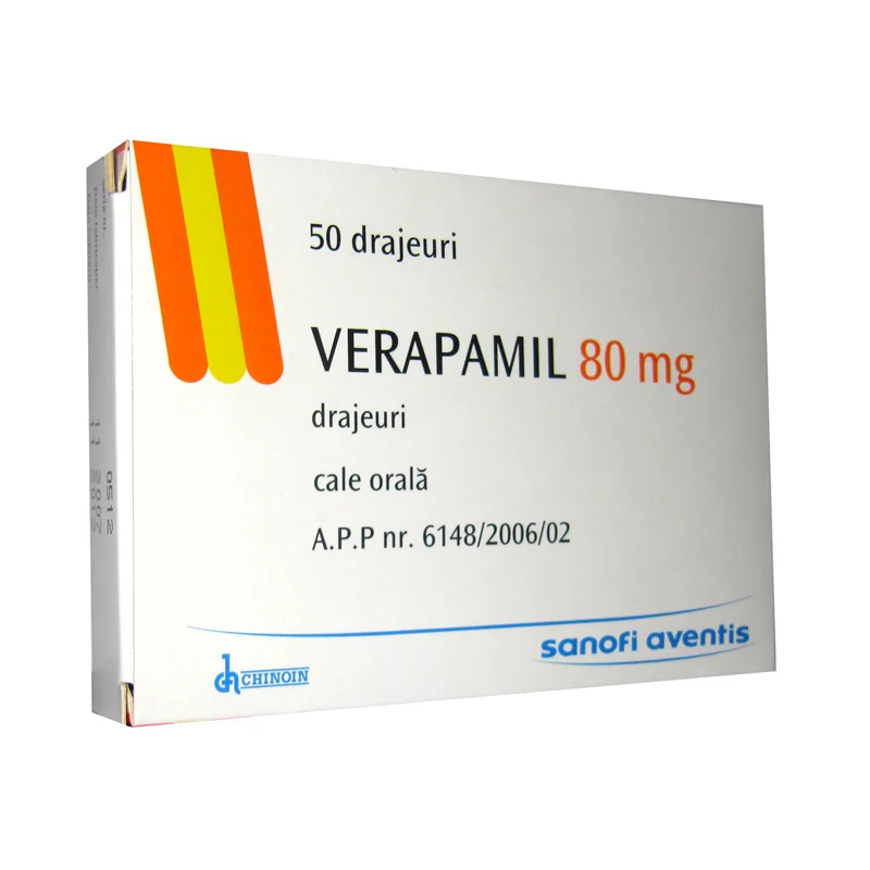 Verapamil 80mg, 50 drejuri, Sanofi