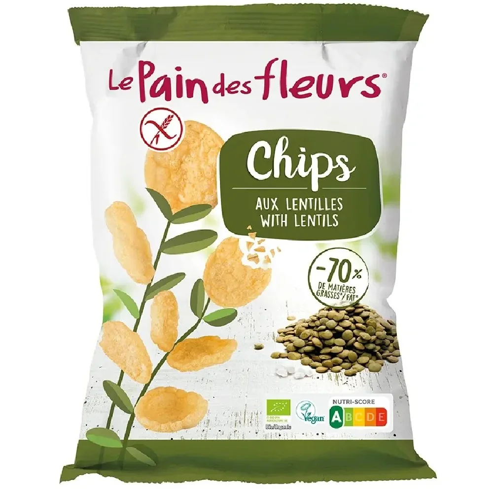 Chipsuri ecologice de linte fara gluten, 50g, Le Pain des Fleurs