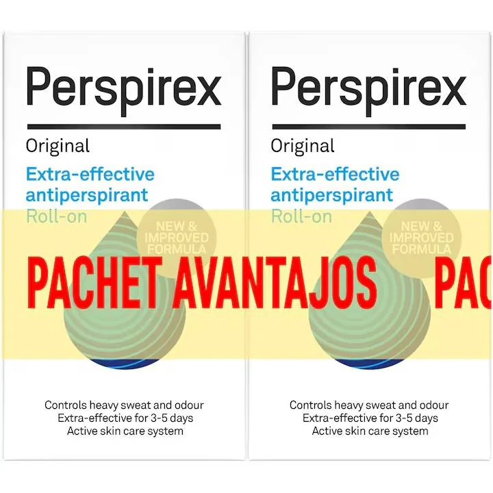 Pachet Antiperspirant roll-on Original 1 + 50% reducere la al doilea produs, 2 x 20ml, Persipex