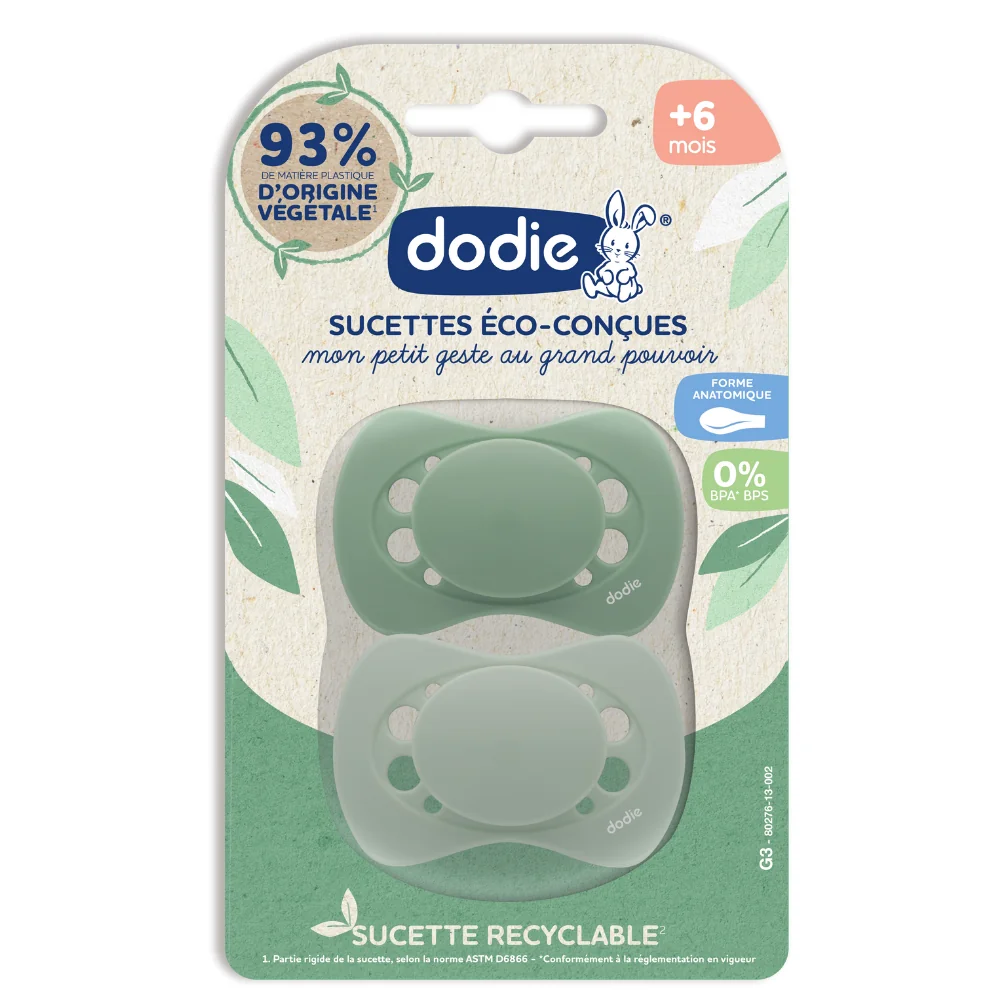 Set suzete bioplastic +6 luni Verde, 2 bucati, Dodie 