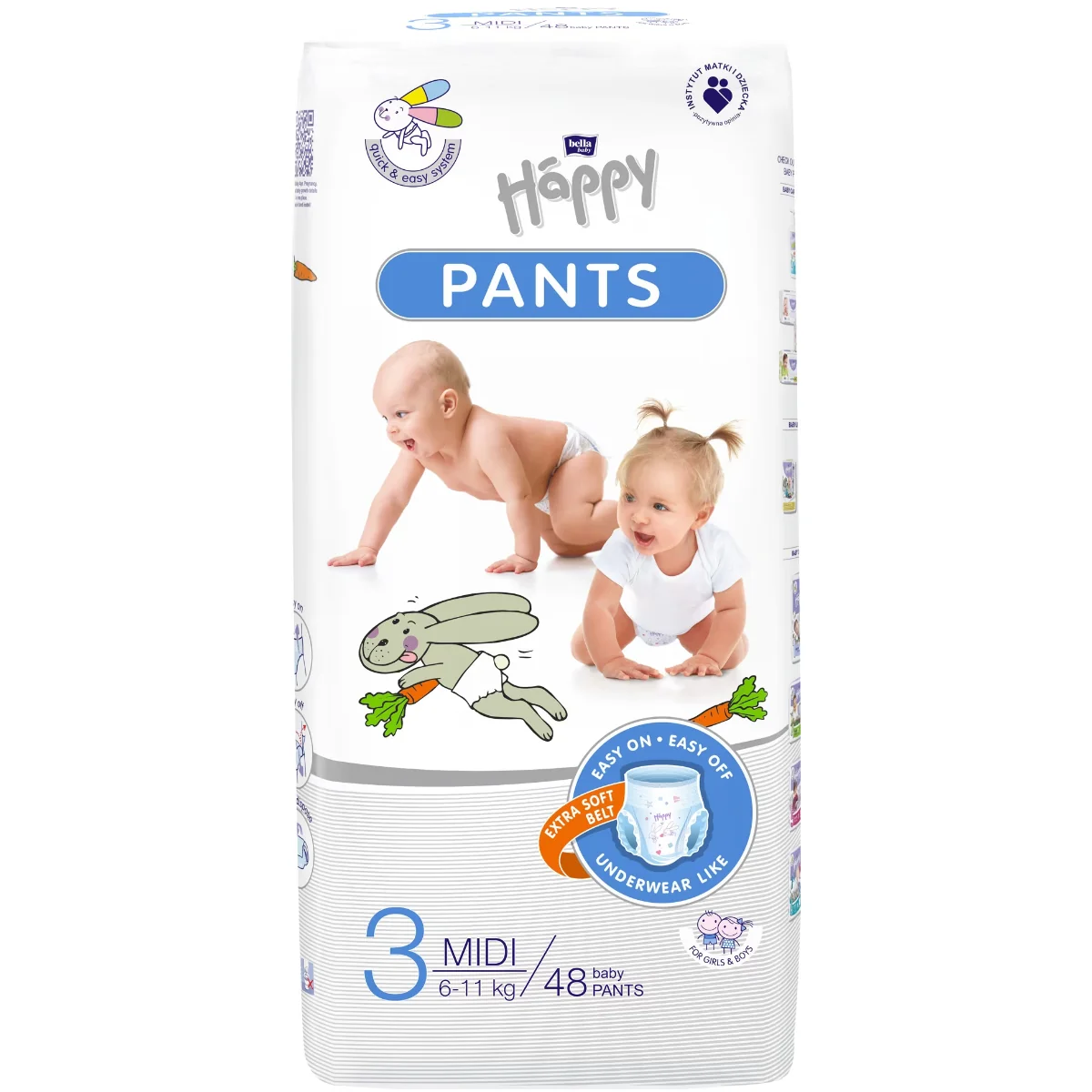 Scutece Happy Pants Midi 6-11kg, 48 bucati, Bella Baby