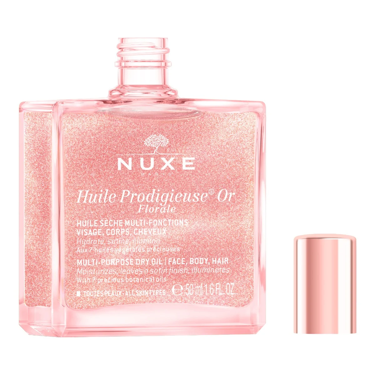 Ulei multifunctional cu particule stralucitoare pentru fata, corp si par Huile Prodigieuse Or Floral, 50ml, Nuxe 