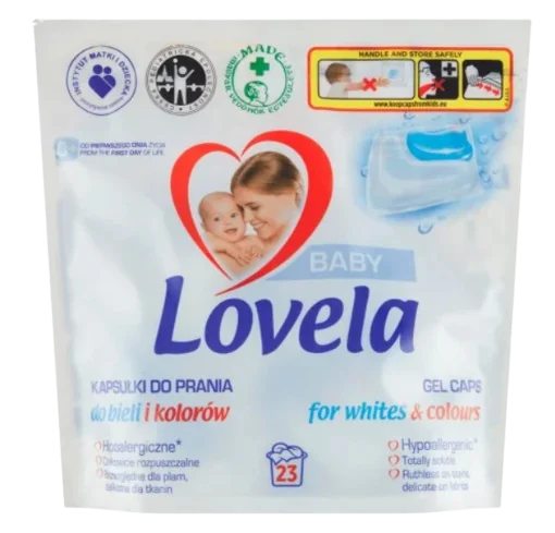 Detergent capsule pentru rufe albe si colorate, 23 capsule, Lovela Baby 