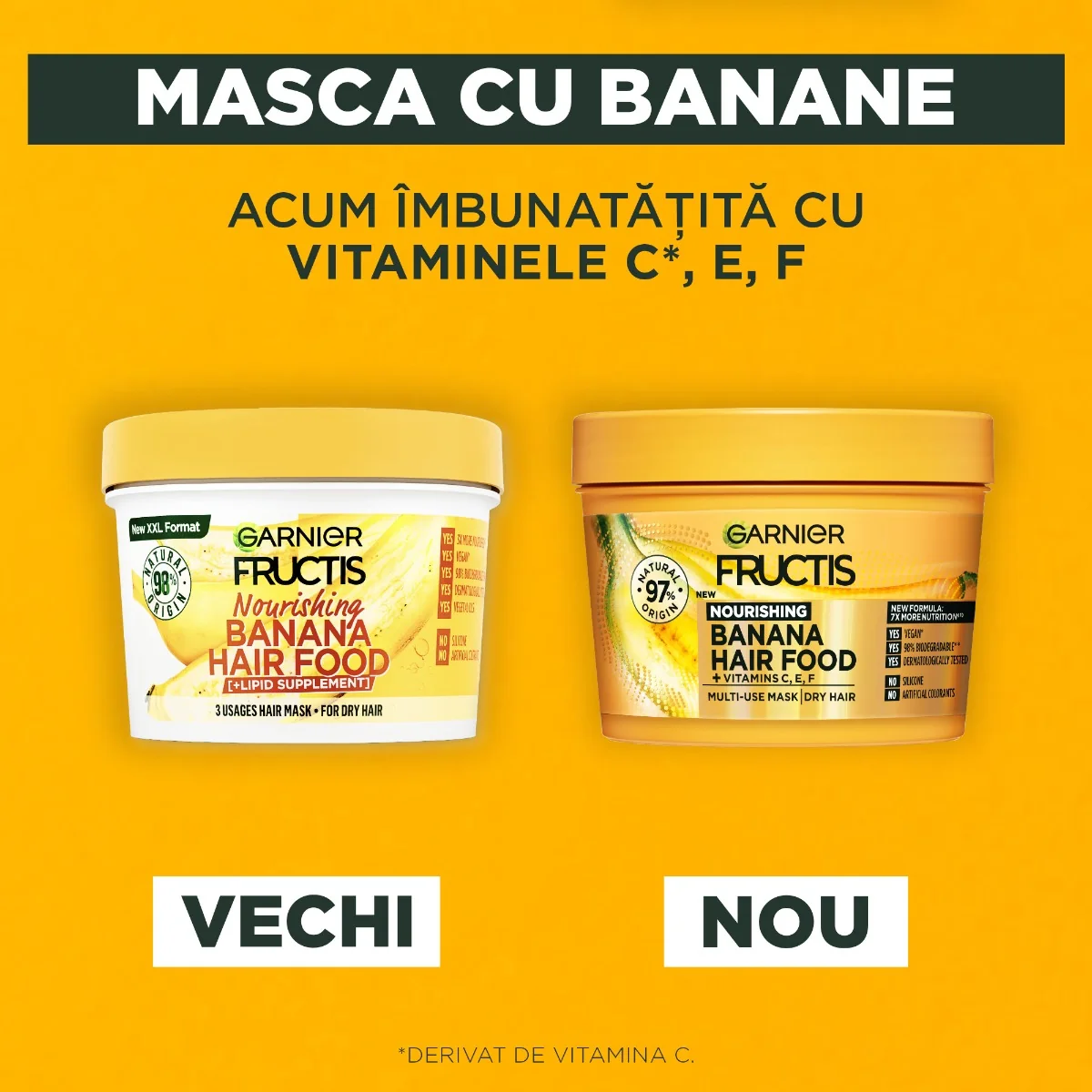 Masca hranitoare pentru parul uscat Hair Food Banana, 390ml, Fructis 