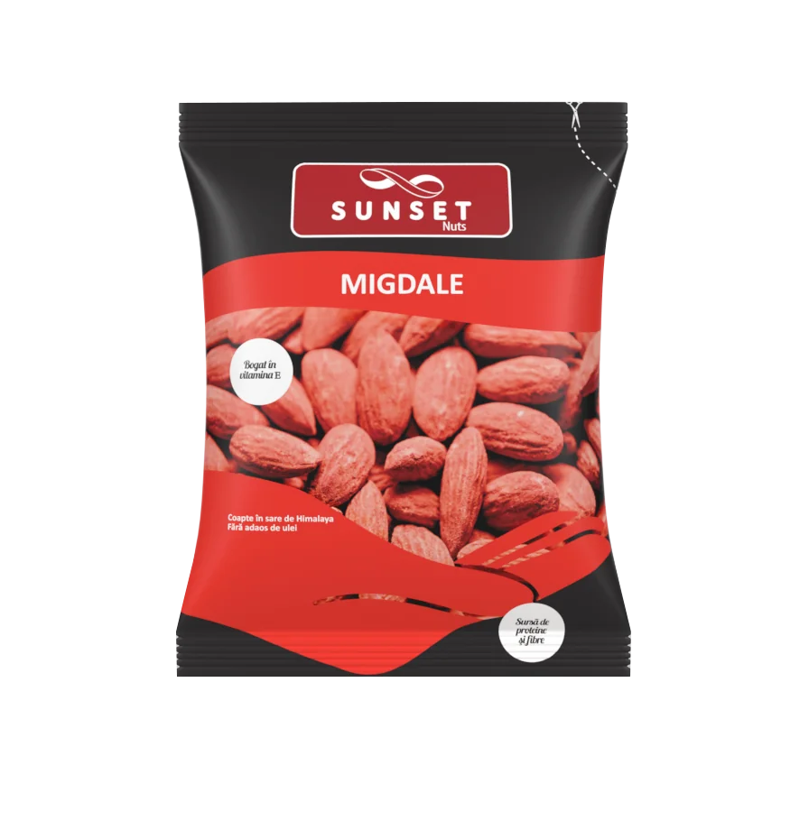 Migdale coapte cu sare de Himalaya, 50g, Sunset Nuts