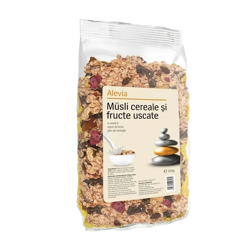 Musli cereale si fructe uscate, 500g, Alevia