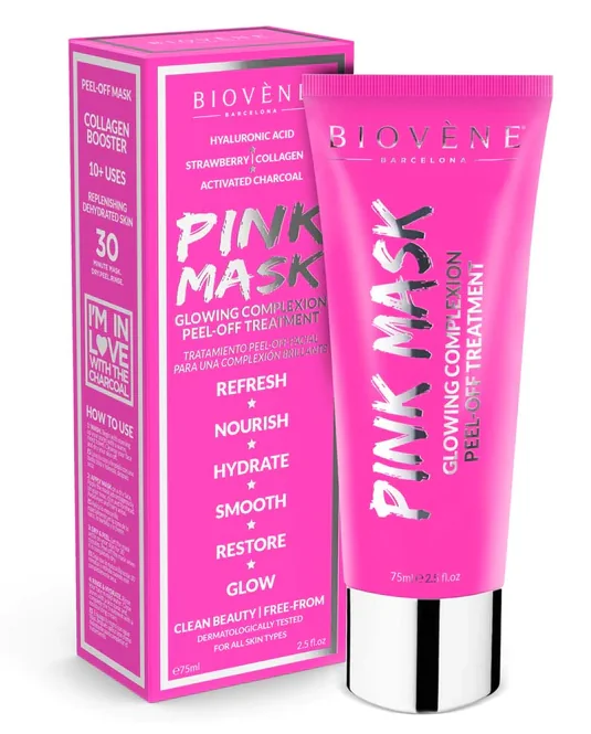 Masca pentru stralucire peel-off Pink Mask, 75ml, Biovene 