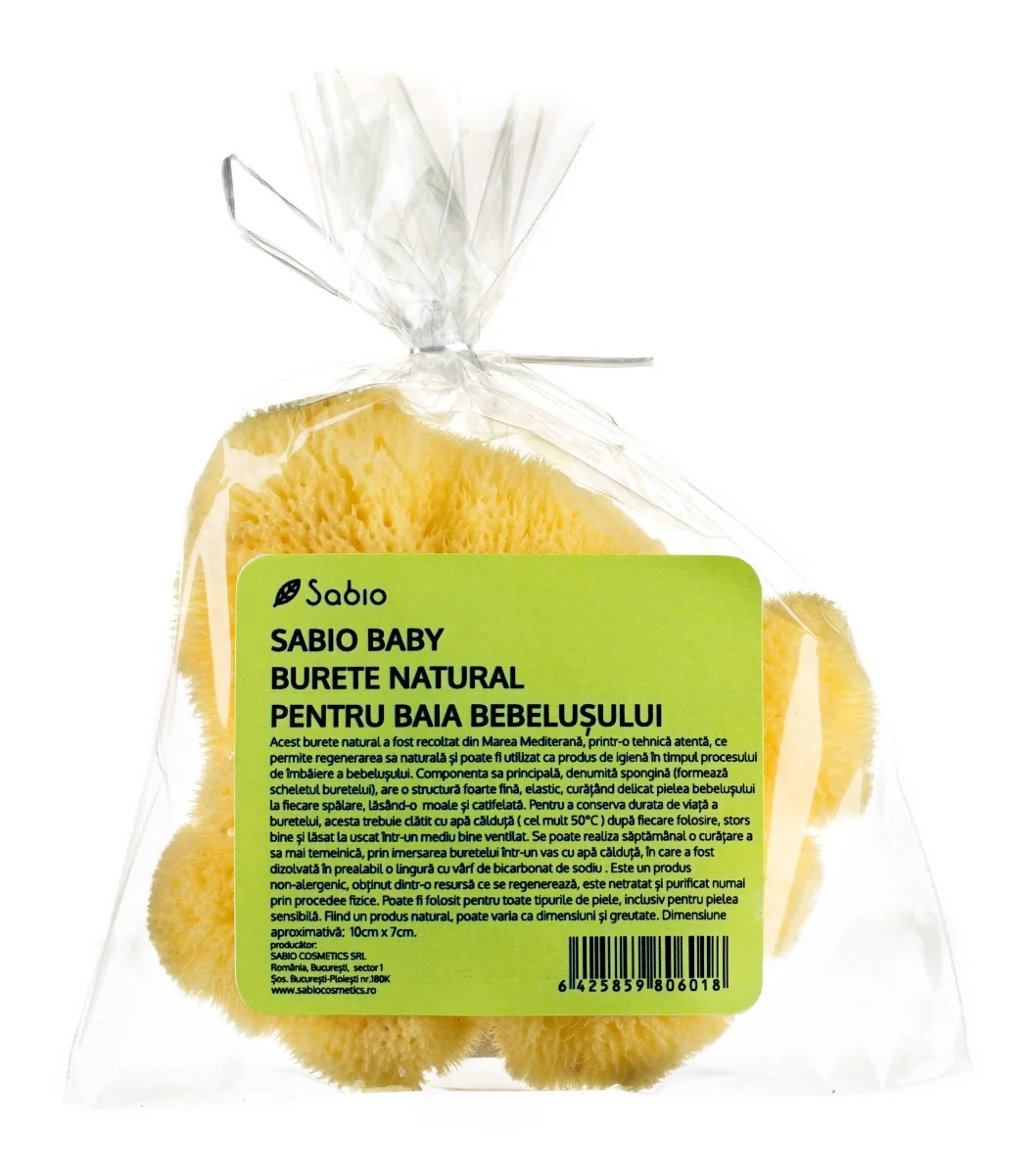 Burete natural pentru baia bebelusului, 8g, Sabio