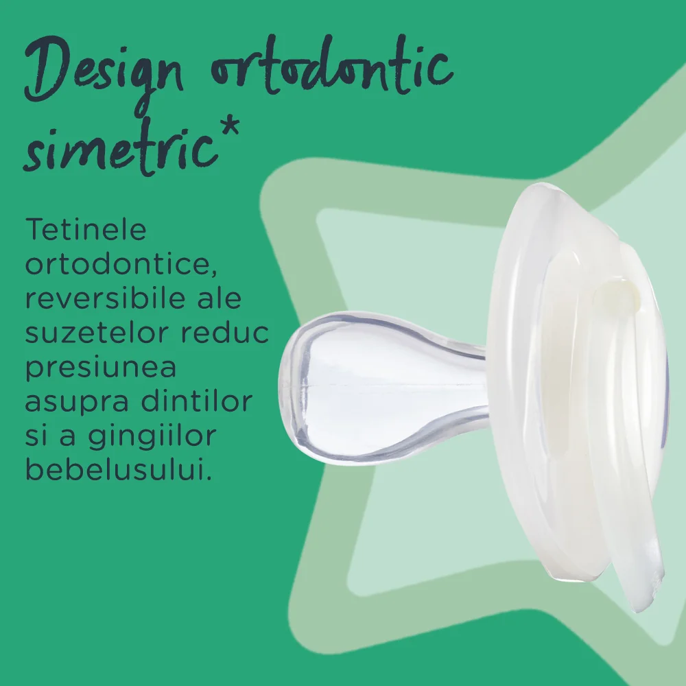 Suzeta ortodontica de noapte pentru 6-18 luni Alb/Turcoaz Curcubeu, 2 bucati, Tommee Tippee 