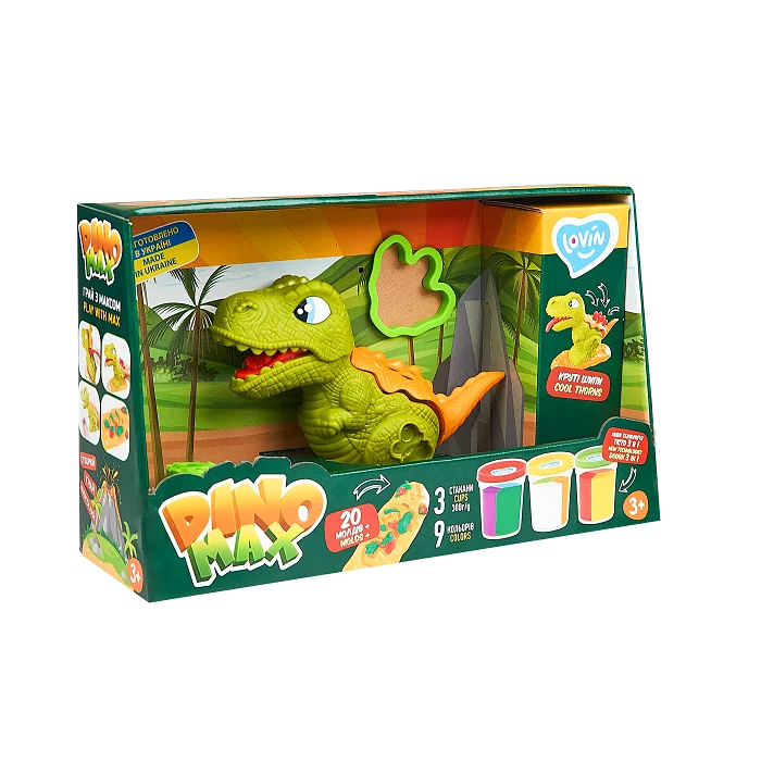 Set plastilina cu accesorii si jucarie pentru modelaj Lovin Dino Max, 1 bucata, Oktoclay