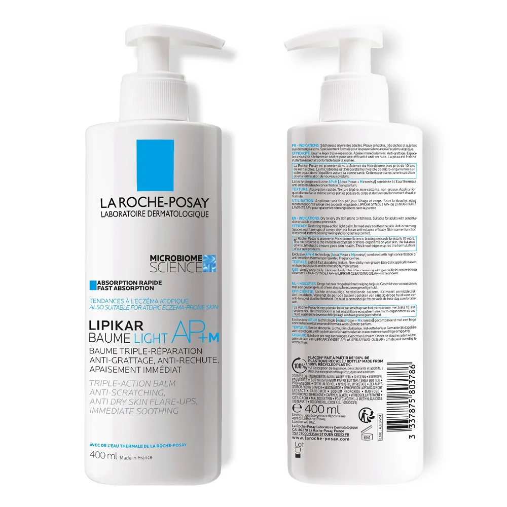 Balsam cu absorbtie rapida si tripla actiune impotriva puseurilor de uscaciune a pielii Lipikar Light AP+M, 400ml, La Roche Posay 