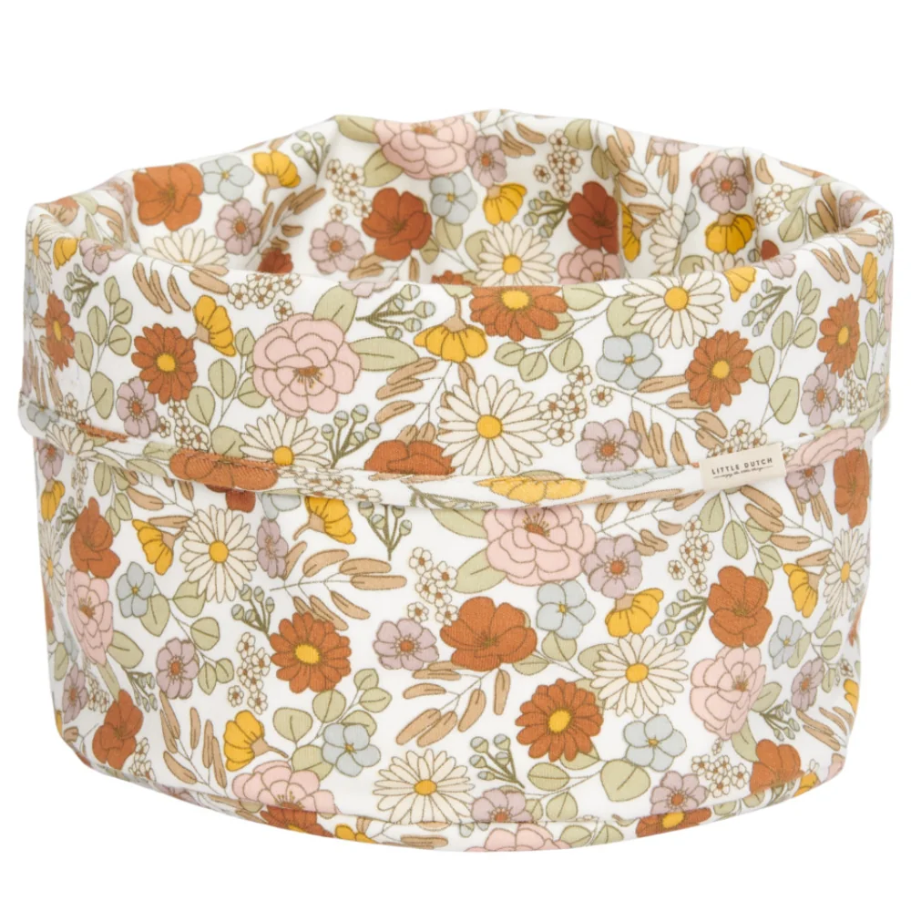 Cos de depozitare rotund pentru comoda de infasat Vintage Little Flowers, 1 bucata, Little Dutch 