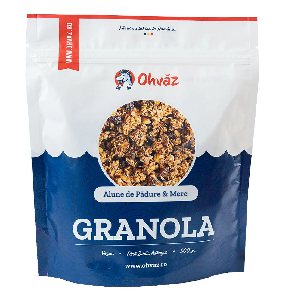 Granola cu alune de padure si mere, 300g, Ohvaz 