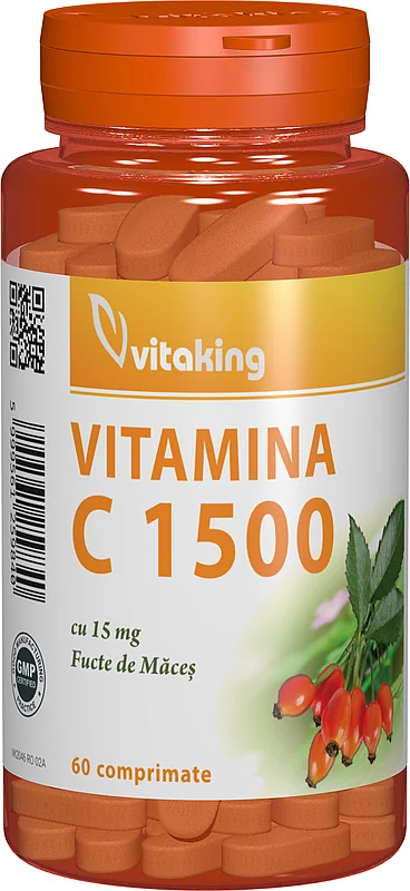 Vitamina C 1500mg cu macese, 60 comprimate, Vitaking