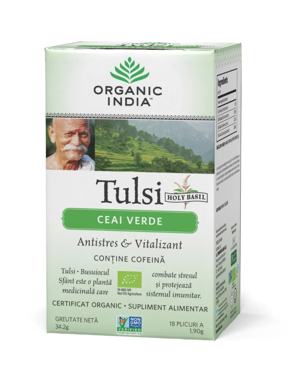 Tulsi Ceai Verde, 18 plicuri, Organic India 