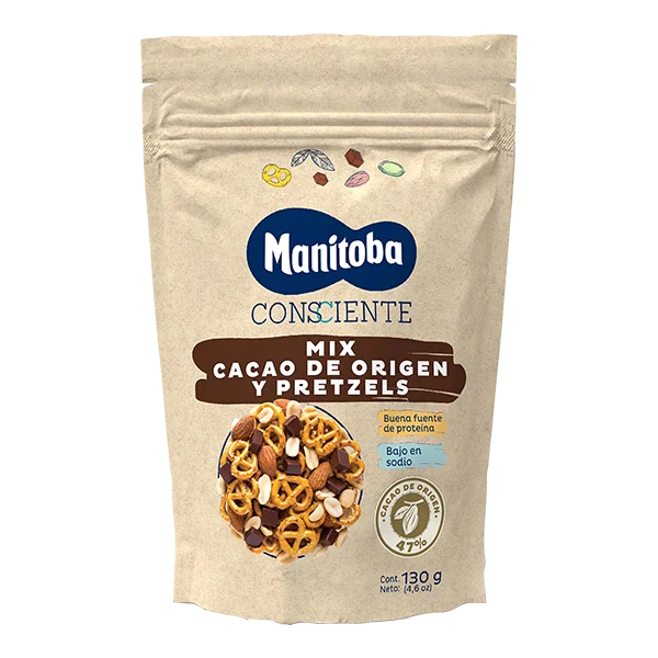 Amestec arahide migdale cacao si covrigei, 130g, Manitoba