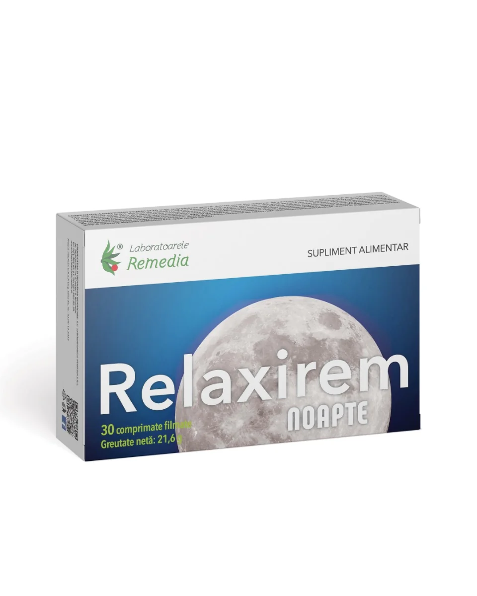 Relaxirem noapte, 30 comprimate filmate, Laboratoarele Remedia