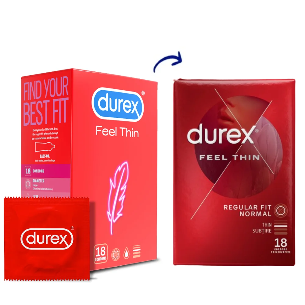 Prezervative Feel Thin, 18 bucati, Durex 