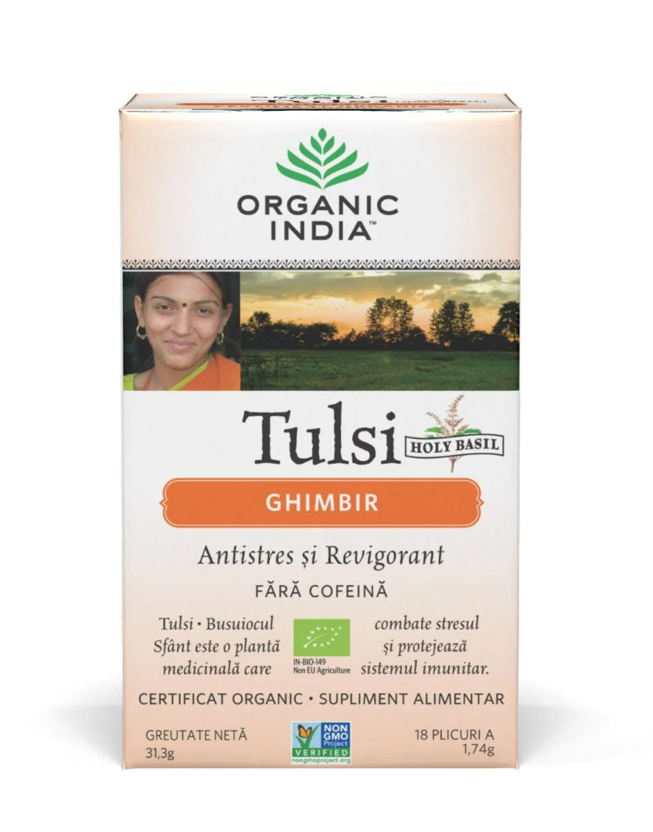 Tulsi Ceai de Ghimbir, 18 plicuri, Organic India