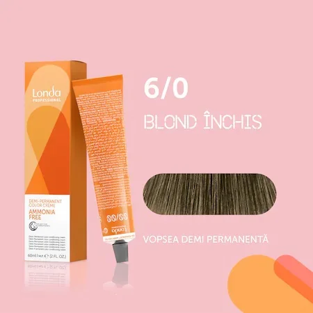 Vopsea de par demi permanenta fara amoniac 6/0, 60ml, Londa Professional 