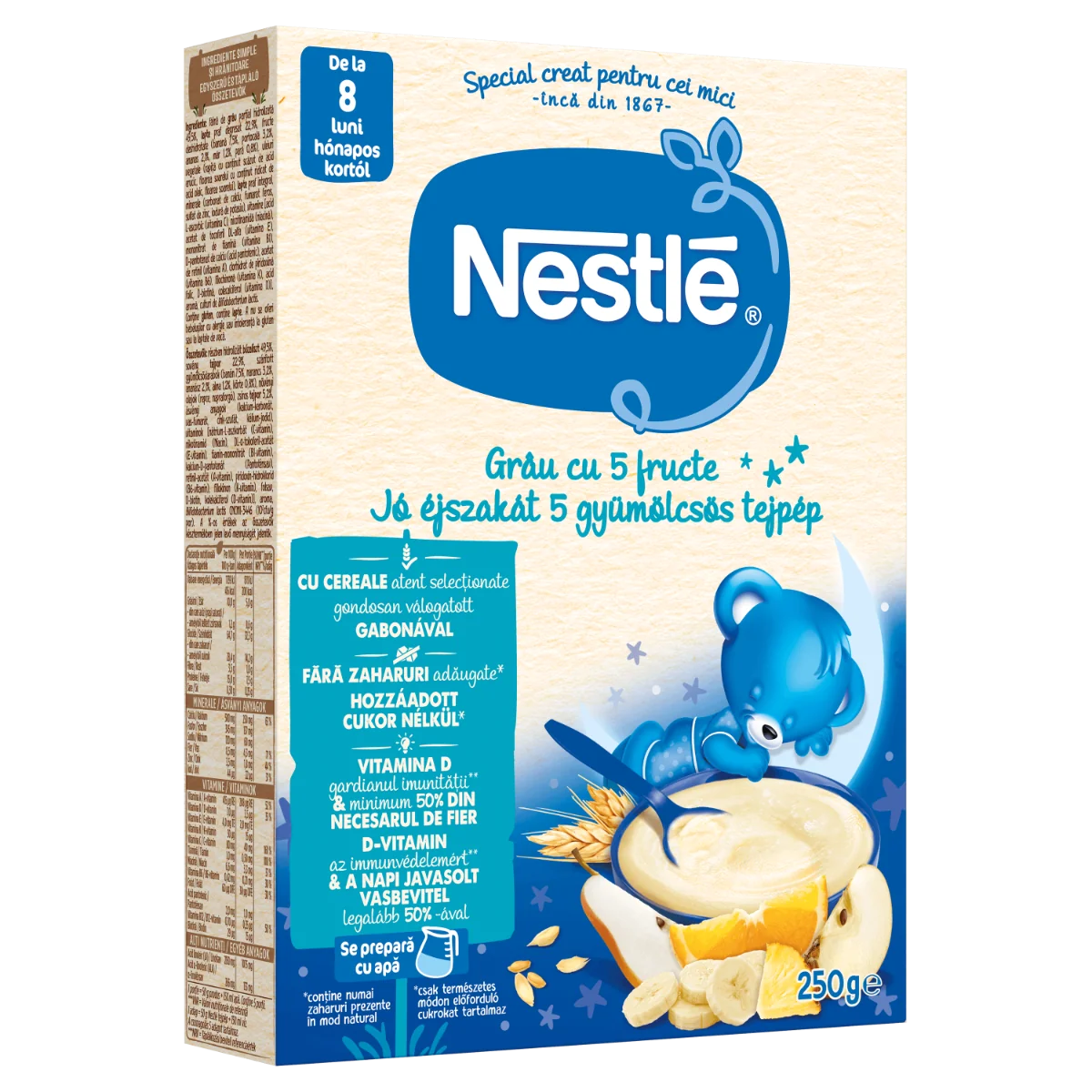 Cereale din grau cu 5 fructe Somn Usor +8 luni, 250g, Nestle 