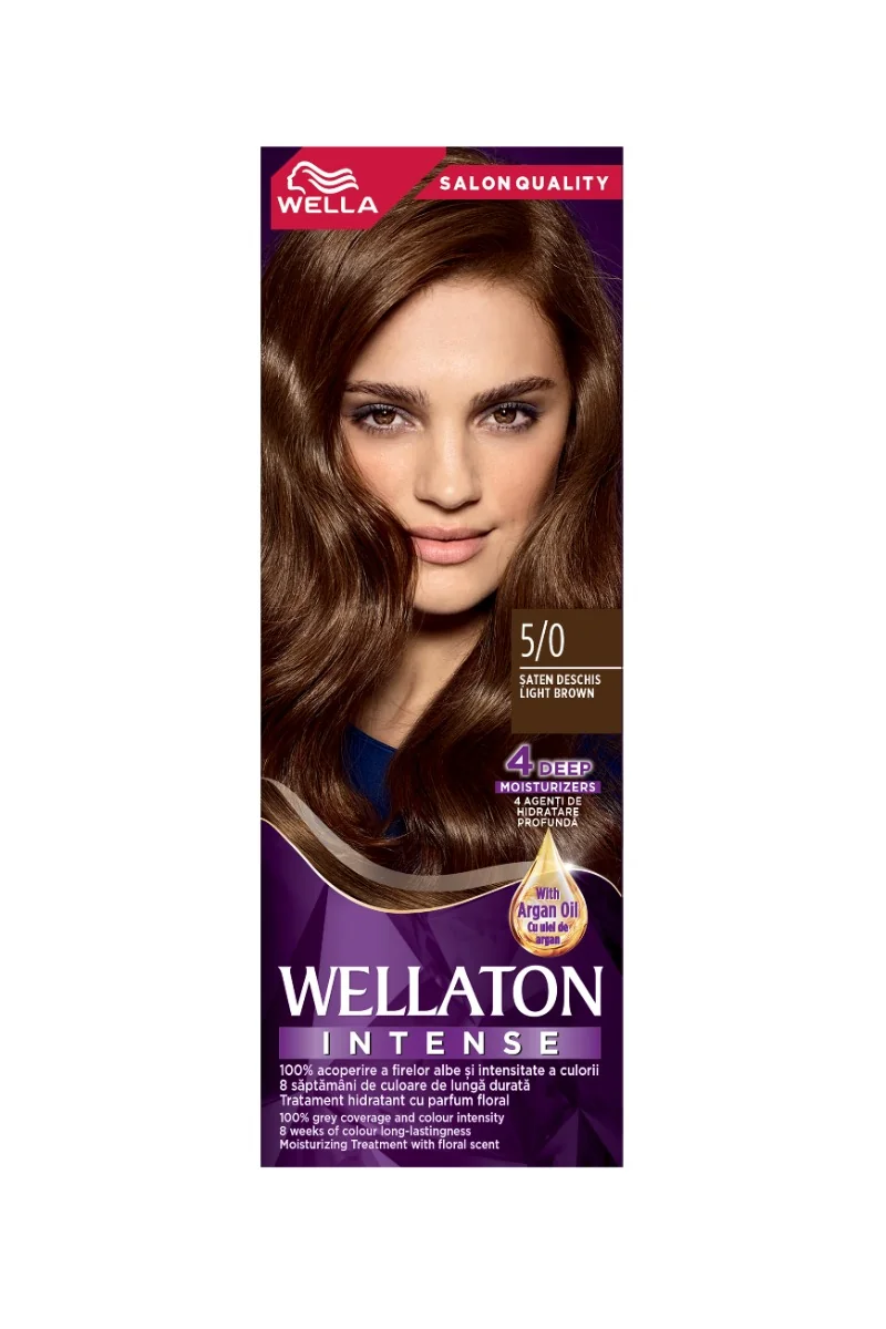 Vopsea de par permanenta Saten Deschis 5.0 Wellaton, 110ml, Wella 