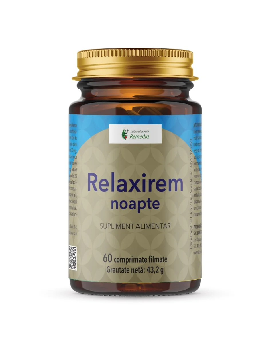 Relaxirem noapte, 60 comprimate filmate, Laboratoarele Remedia