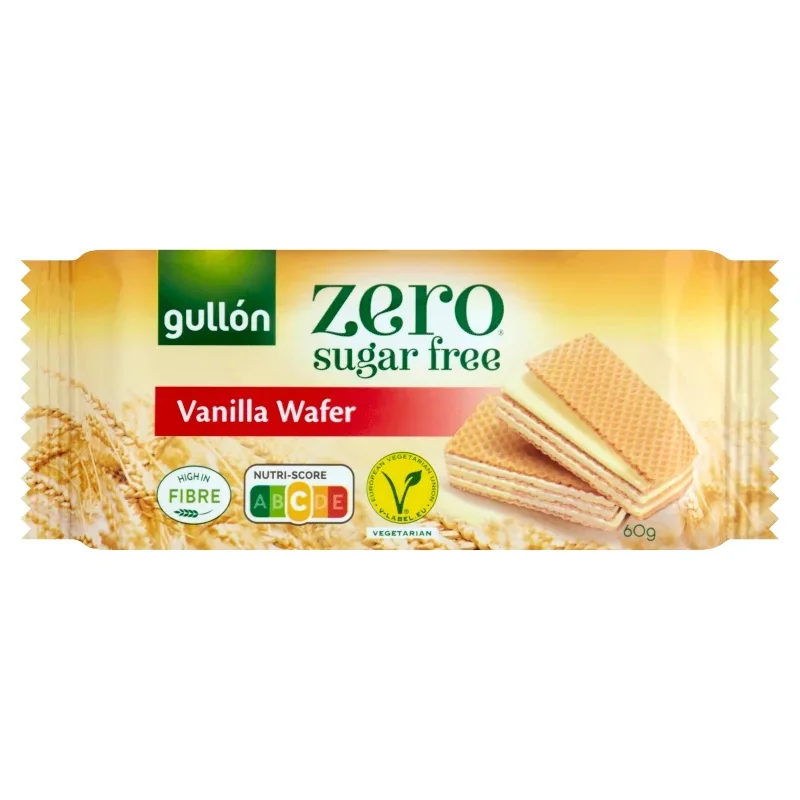 Napolitane cu vanilie fara zahar, 60g, Gullon