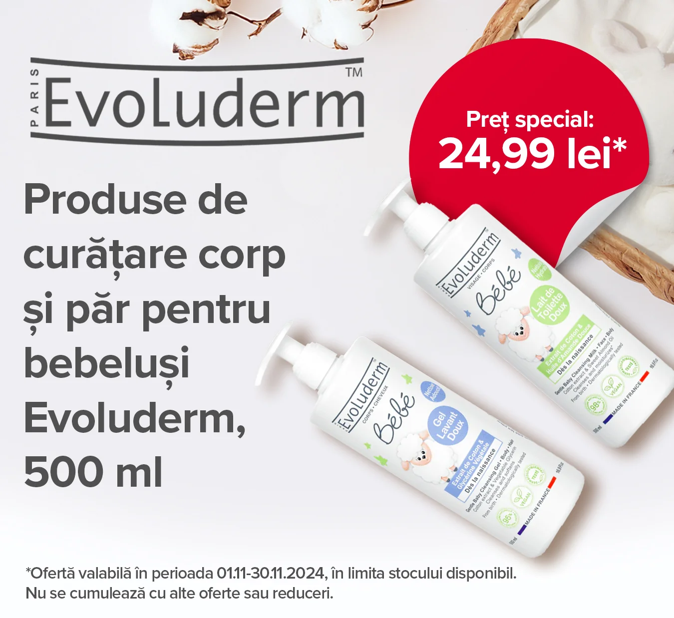 OFertele lunii noiembrie 2024 Evoluderm Baby