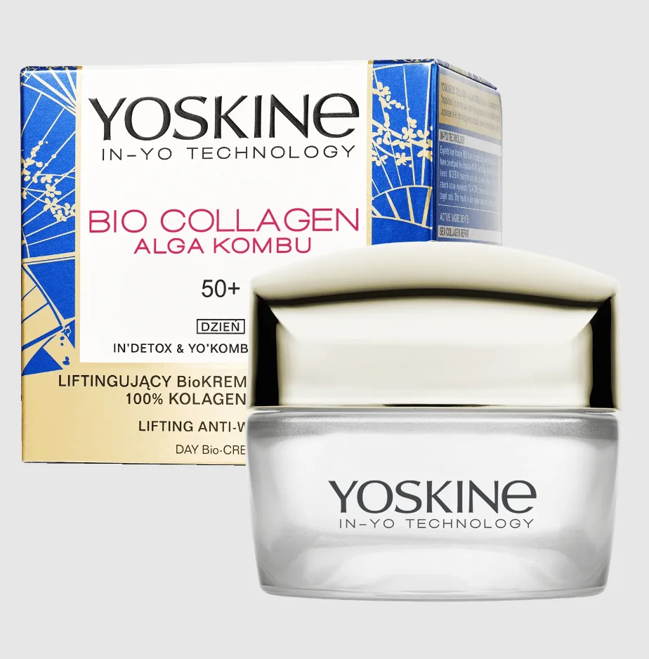 Crema antirid si lifting de zi pentru ten 50+ Bio Collagen Alga Kombu, 50ml, Yoskine 