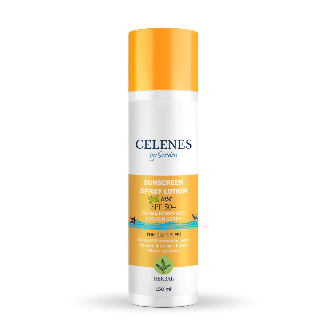 Lotiune spray pentru protectie solara Herbal Kids cu SPF 50+, 150ml, Celenes 