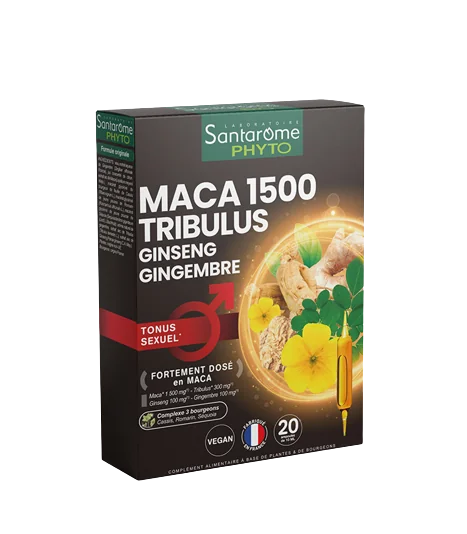 Maca 1500 Tribulus, 20 fiole, Santarome Bio