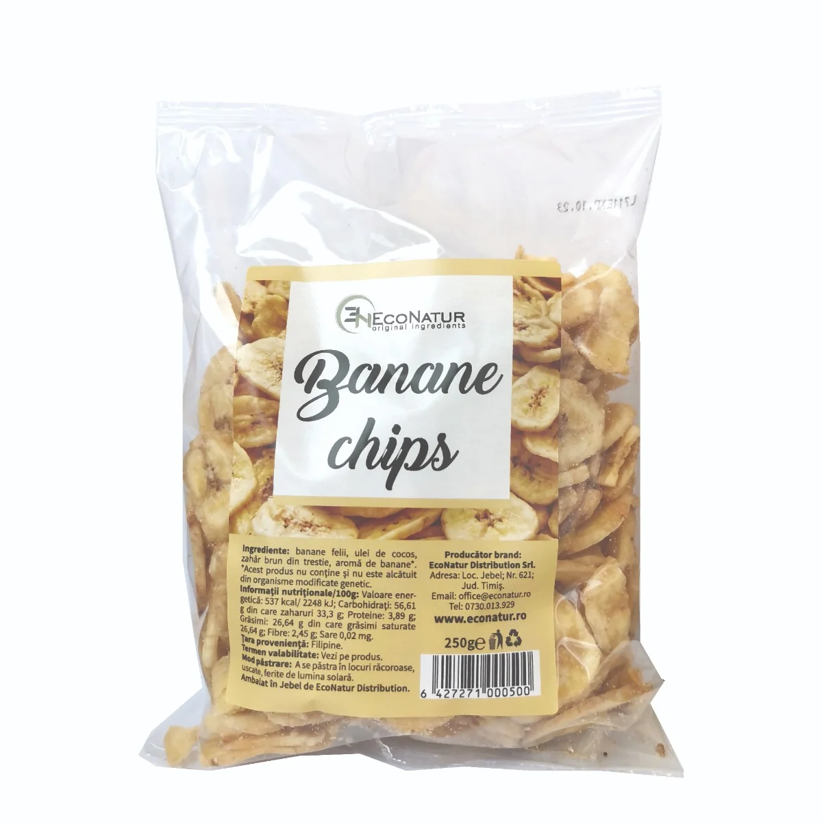 Chips de banane, 250g, EcoNatur