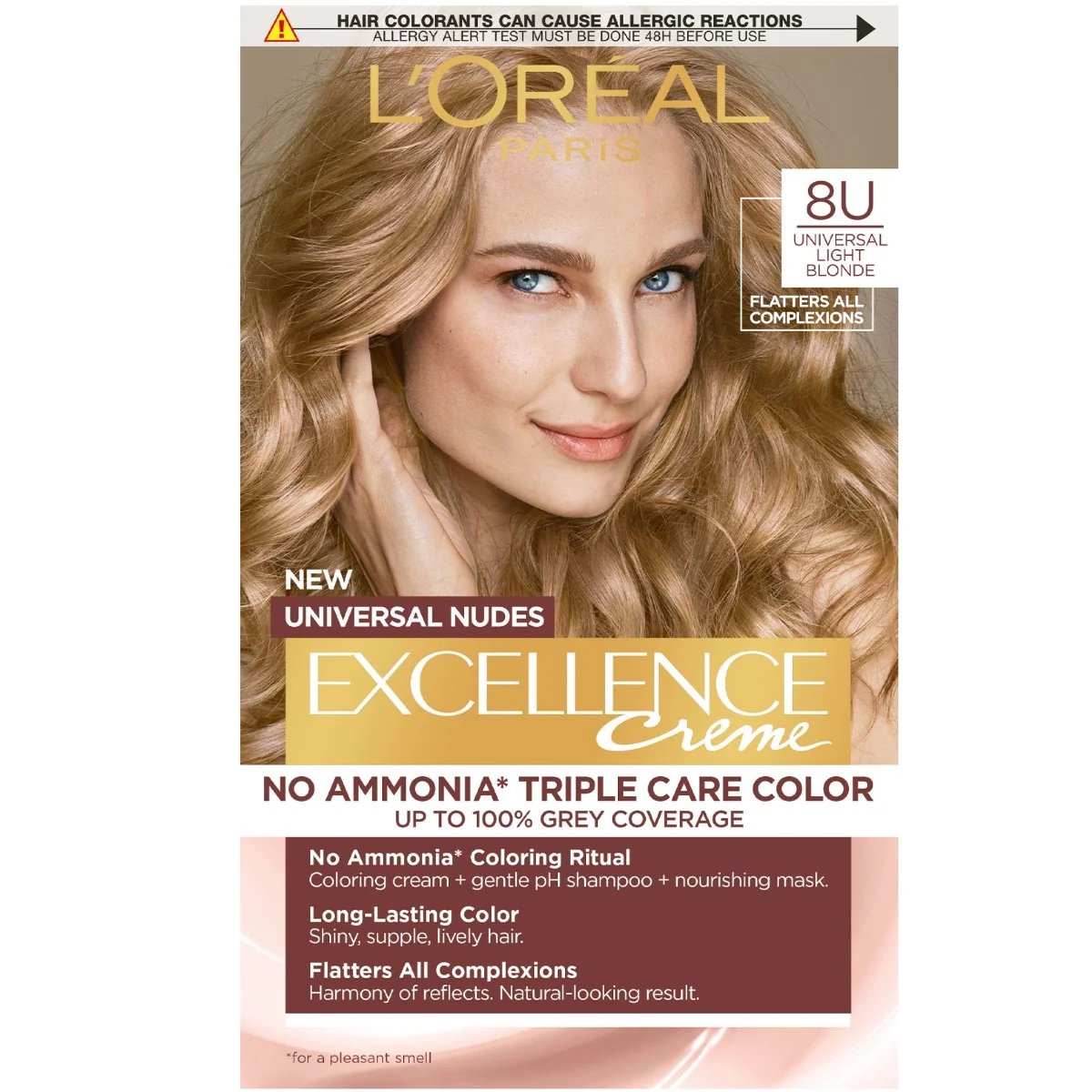 Vopsea de par permanenta fara amoniac Excellence 8U Universal Light Blonde, 192ml, L'Oreal Paris 