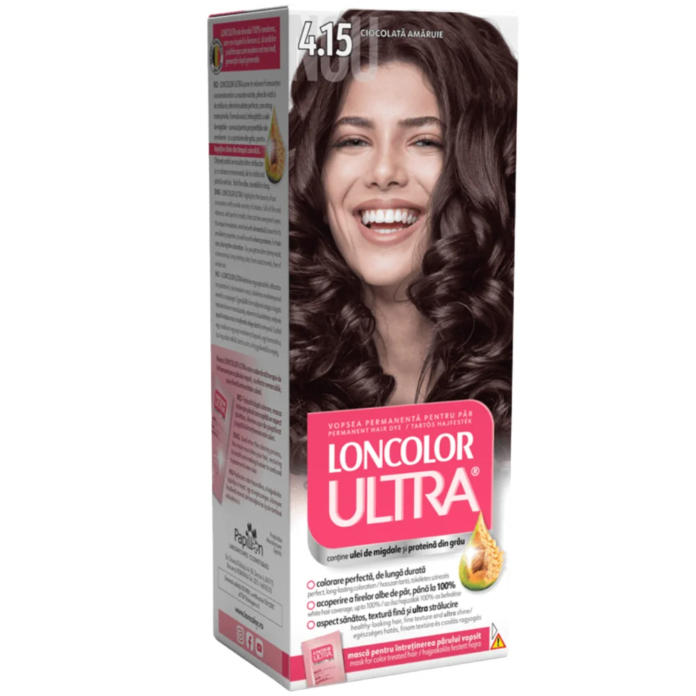 Vopsea de par permanenta Ultra Nr. 4.15, 110ml, Loncolor