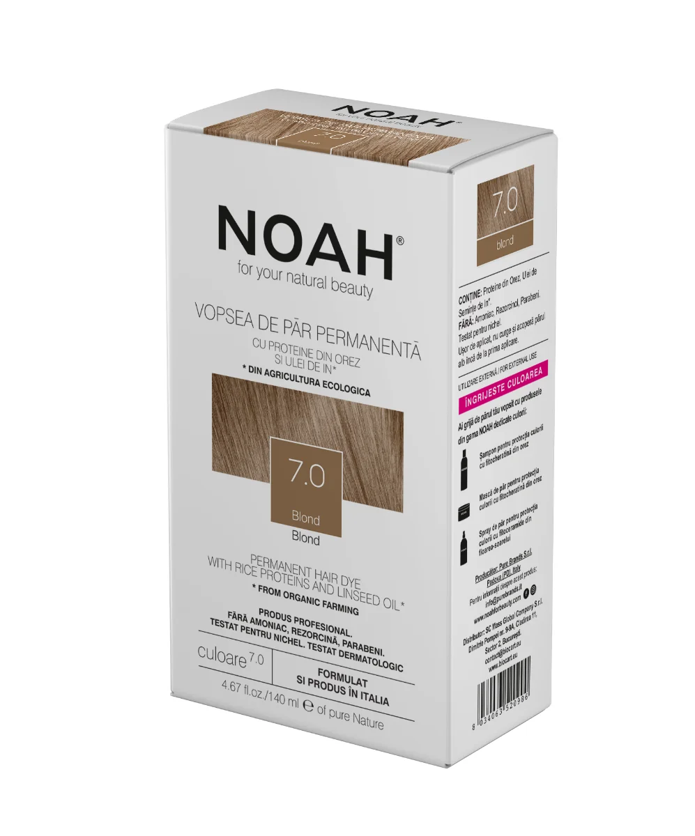 Vopsea de par naturala Blond (7.0), 140ml, Noah 