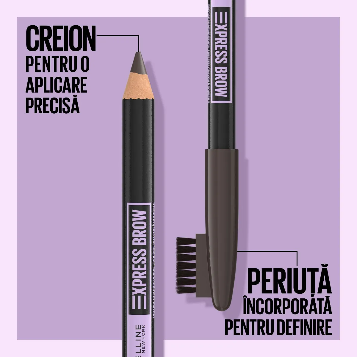 Creion pentru sprancene 05 Deep Brown Express Brow Shaping Pencil, 1g, Maybelline 