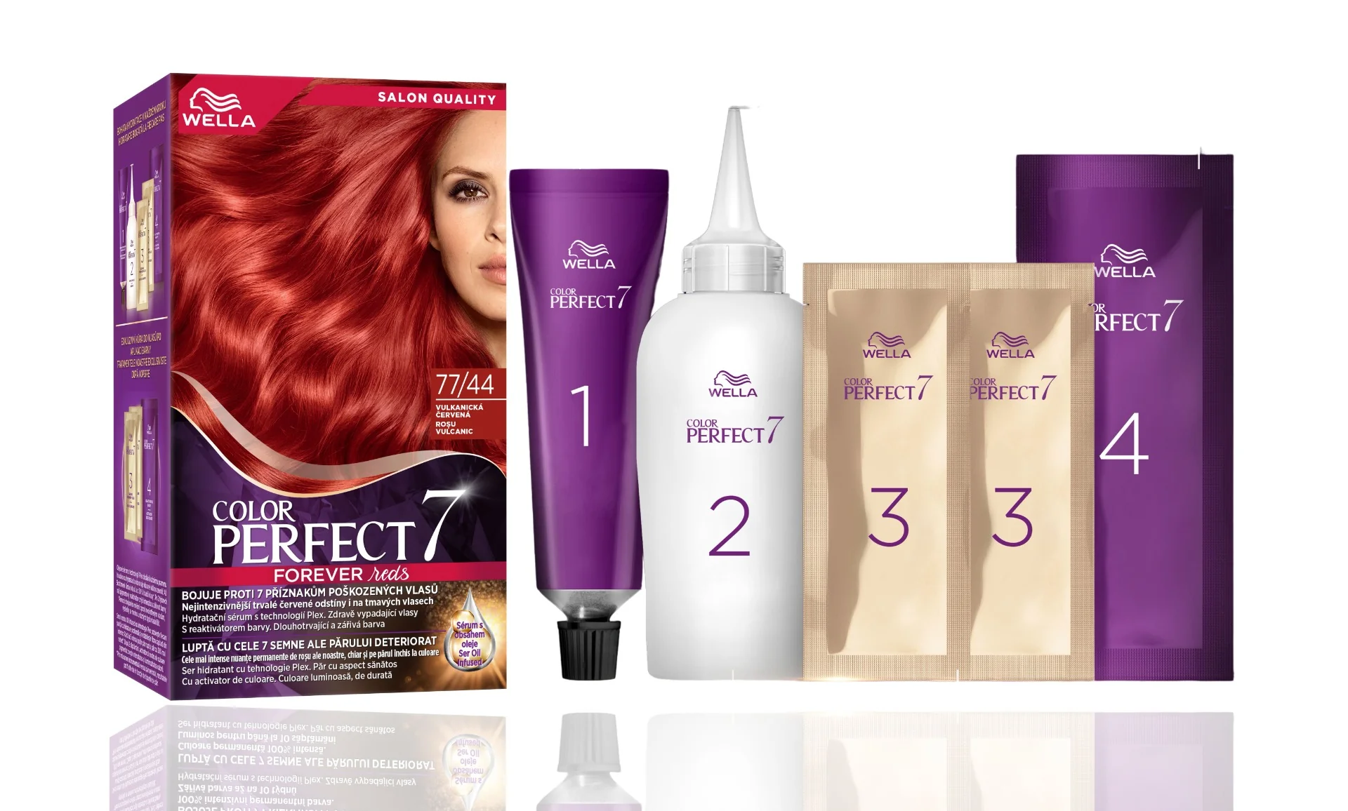 Vopsea de par permanenta Rosu Vulcanic 77/44 Color Perfect, 135ml, Wella 